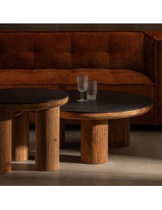 MESA CENTRO NATURAL Anong 90, MADERA DE PINO roble y negro 2