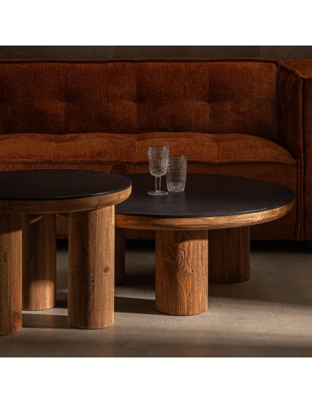 MESA CENTRO NATURAL Anong 90, MADERA DE PINO roble y negro