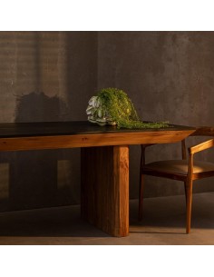 MESA DE JANTAR NATURAL Pakpao 240 X 100, carvalho e preto 2