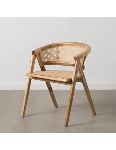 Khalan SILLA étnica MADERA TECA NATURAL y FIBRA NATURAL