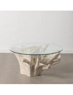 MESA DE CENTRO en vidro RAIZ 90 x 45, madeira teca em...