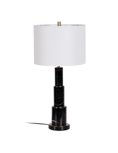 LÁMPARA MESA art deco PISA 38, mármol NEGRO, metal dorado.
