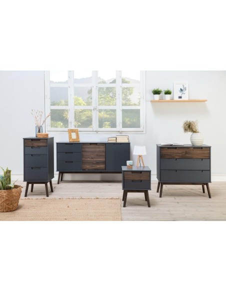 Cômoda NUSSA 140X40 NÓRDICO, cinza antracite.