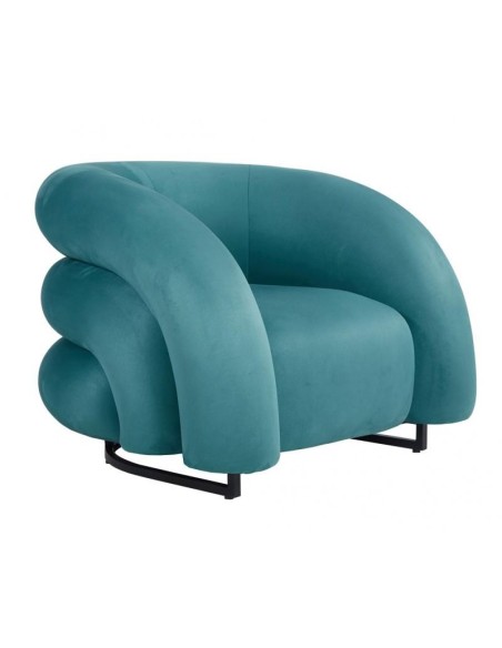 Butaca art deco ADDA, tapizado velvet turquesa