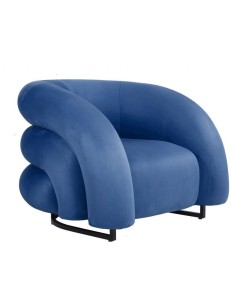 Butaca art deco ADDA, tapizado velvet azul