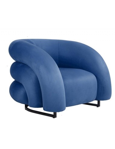 Poltrona art déco ADDA , estofamento em veludo azul