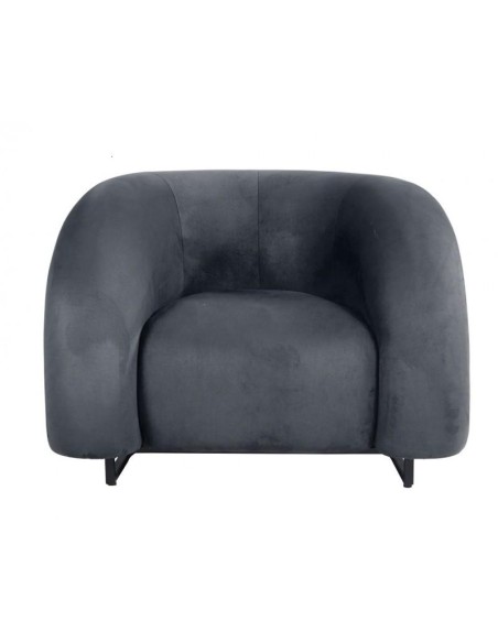 Poltrona art déco ADDA , estofamento em veludo cinza