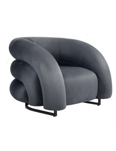 Poltrona art déco ADDA , estofamento em veludo cinza