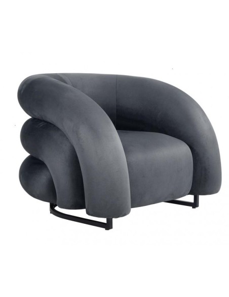 Butaca art deco ADDA, tapizado velvet gris