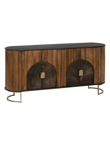 APARADOR NATURAL Kanda 153 X 41, MADERA DE MANGO y metal dorado