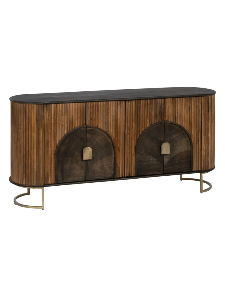 APARADOR NATURAL Kanda 153 X 41, MADEIRA DE MANGA e metal dourado