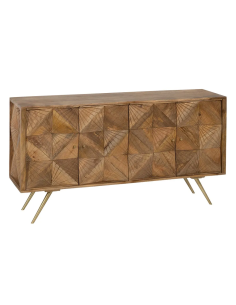 APARADOR NATURAL 155 X 42, MADERA DE MANGO y metal dorado