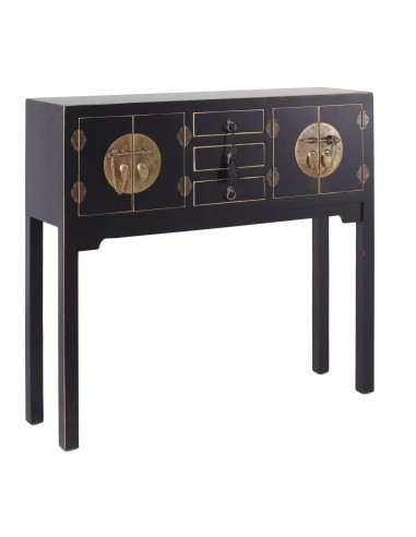 Consola TAO Oriental 95 x 26, 4 portas e 3 gavetas, preto e dourado