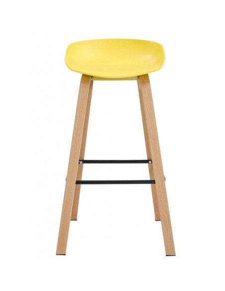 Taburete Welli 75, metal acabado madera, plastico