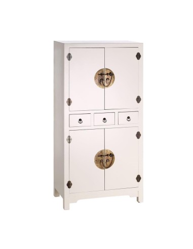 Aparador alto TAO Oriental 131x63, 2 portas e 3 gavetas, branco.