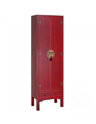 Armário TAO Oriental 55 x 185cm, 2 portas e 2 gavetas, vermelho.