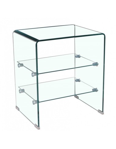 Mesa Auxiliar De Cristal Curvado Cartagena 50x40, 2 Estantes
