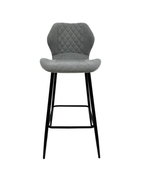 Taburete de diseño MINARDI 75, metal, tapizado tejido linen gris