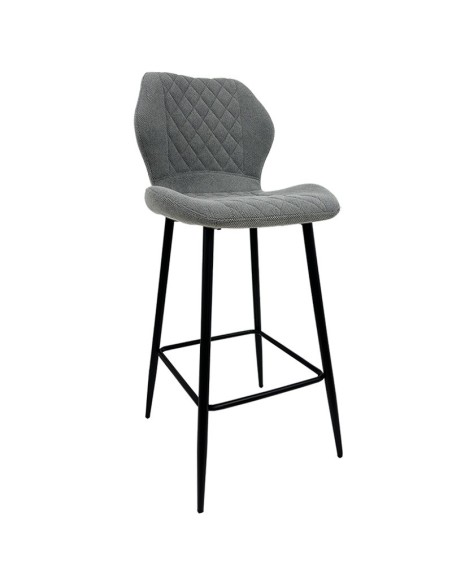 Taburete de diseño MINARDI 75, metal, tapizado tejido linen gris