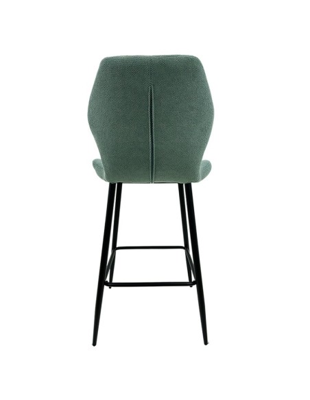 Banqueta design MINARDI 75, metal, estofamento em tecido de linho verde