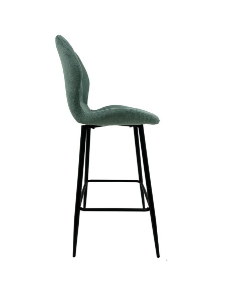 Taburete de diseño MINARDI 75, metal, tapizado tejido linen verde