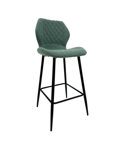Taburete de diseño MINARDI 75, metal, tapizado tejido linen verde