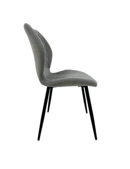 Silla de diseño MINARDI, metal, tapizado tejido linen gris