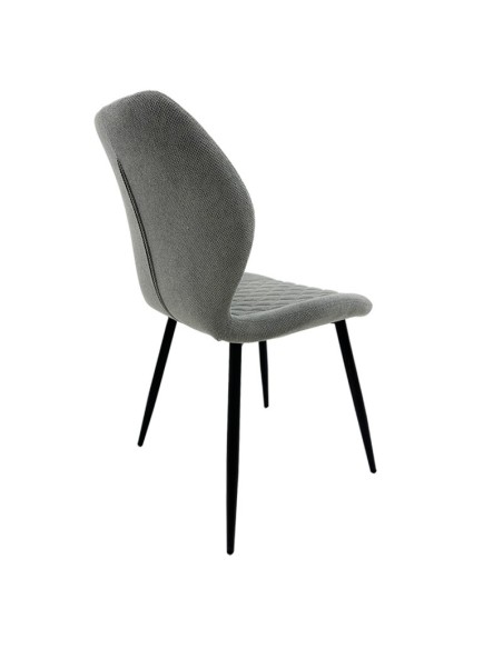 Silla de diseño MINARDI, metal, tapizado tejido linen gris