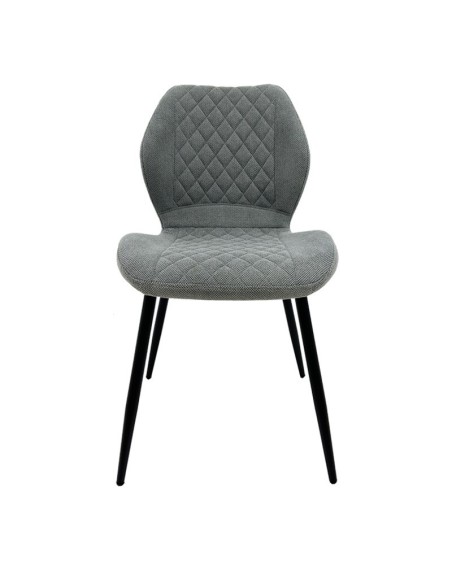 Silla de diseño MINARDI, metal, tapizado tejido linen gris