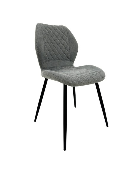 Cadeira design MINARDI, metal, estofamento em tecido linho cinza