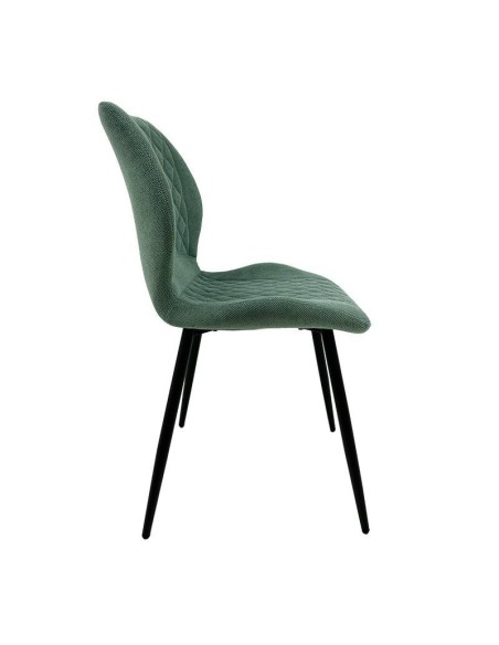 Cadeira design MINARDI, metal, estofamento em tecido linho verde
