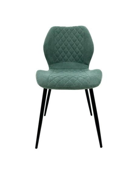 Silla de diseño MINARDI, metal, tapizado tejido linen verde