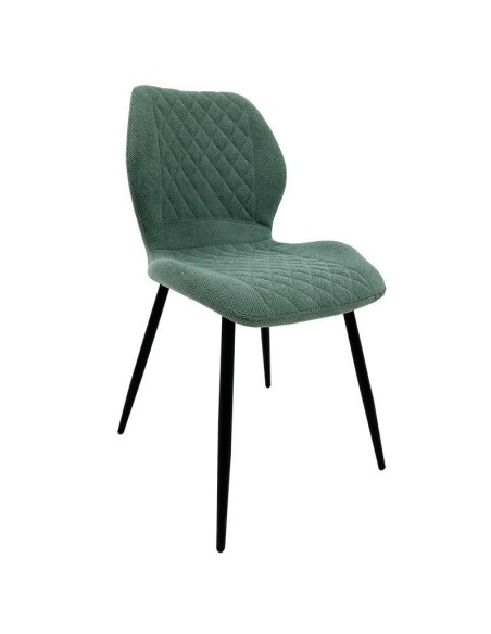 Cadeira design MINARDI, metal, estofamento em tecido linho verde