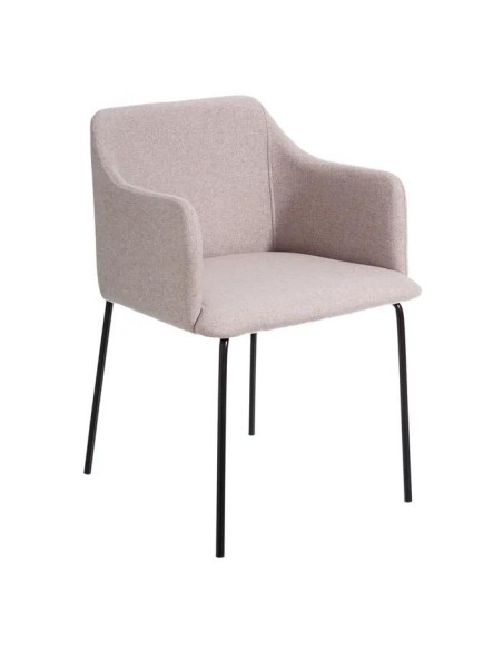 Silla con brazos Nadya tela gris o beige y metal negro.