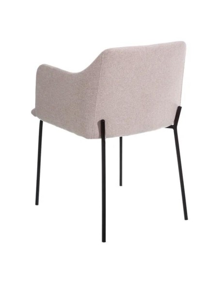 Silla con brazos Nadya tela gris o beige y metal negro.