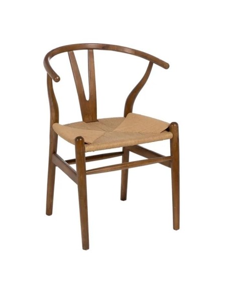 Silla nórdica MAJELA madera maciza de abedul y asiento de ratán.