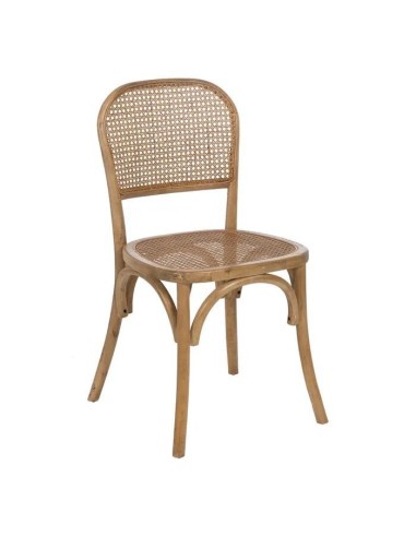 Silla colonial DORIANE de madera de abedul y asiento de ratán
