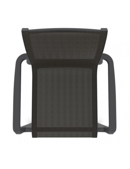 Silla exterior con brazos Poseidon, apilable, polipropileno blanco y batyline antracita