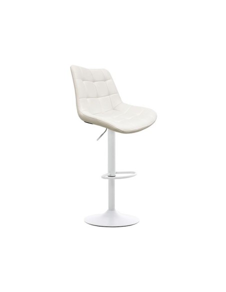 Taburete giratorio IGOR, metal blanco, tapizado similpiel blanca