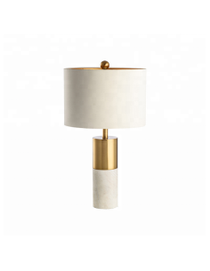 Lâmpada secretária MARISA, mármore branco, tela branca.