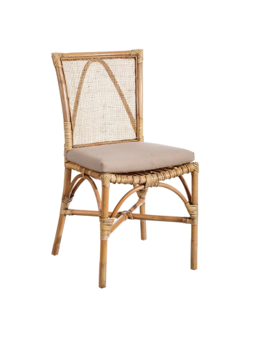 Silla de Ratan natural KAISA con asiento acolchado 100% ¨We Care¨.
