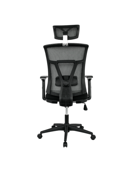 Sillón de oficina KABUL, ergonómico, basculante, malla gris, asiento tejido negro