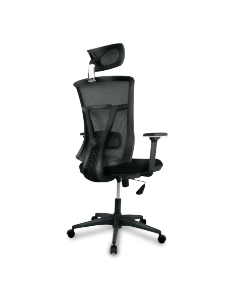 Sillón de oficina KABUL, ergonómico, basculante, malla gris, asiento tejido negro