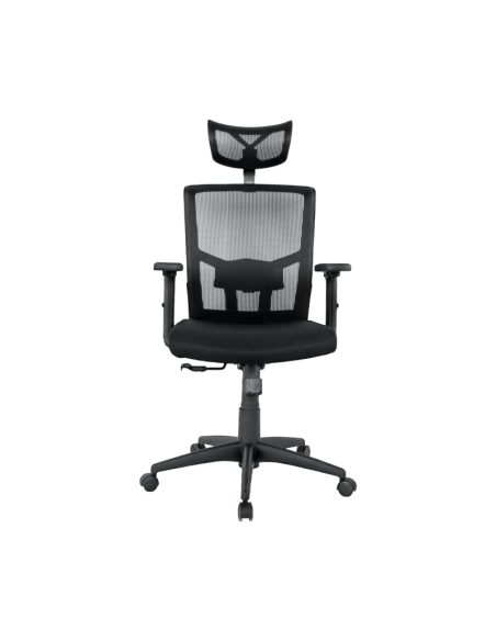Sillón de oficina NAIROBI, ergonómico, syncro, malla negra, asiento tejido negro