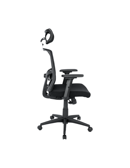 Poltrona de escritório NAIROBI, ergonômica, syncro, malha preta, assento em tecido preto