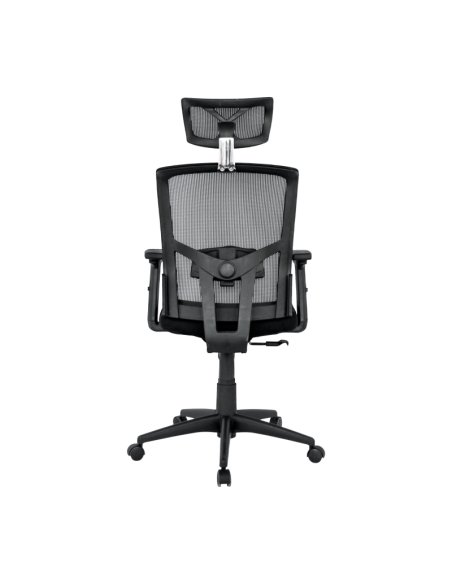 Poltrona de escritório NAIROBI, ergonômica, syncro, malha preta, assento em tecido preto