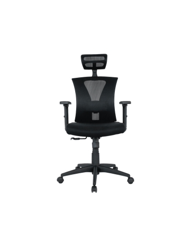 Sillón de oficina BRASILIA, ergonómico, syncro, malla negra, asiento tejido negro