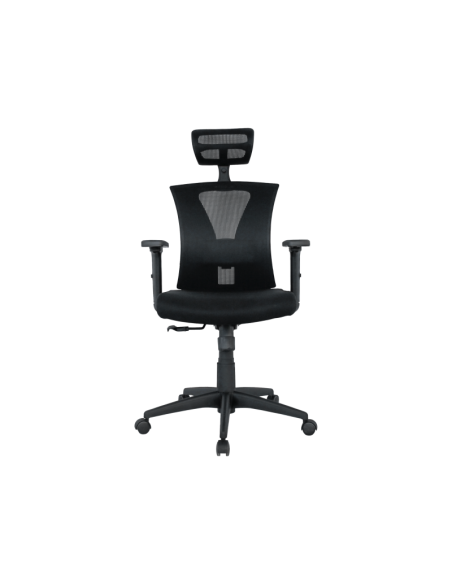 Sillón de oficina BRASILIA, ergonómico, syncro, malla negra, asiento tejido negro