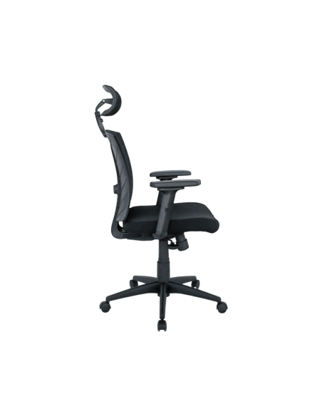 Sillón de oficina BRASILIA, ergonómico, syncro, malla negra, asiento tejido negro