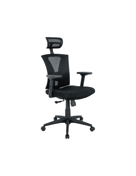 Sillón de oficina BRASILIA, ergonómico, syncro, malla negra, asiento tejido negro